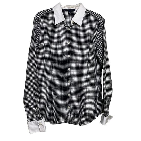 Brooks‎ Brothers 346 Long Sleeve Button Front Gingham Print Top Sz 6 (2591) - Picture 1 of 4